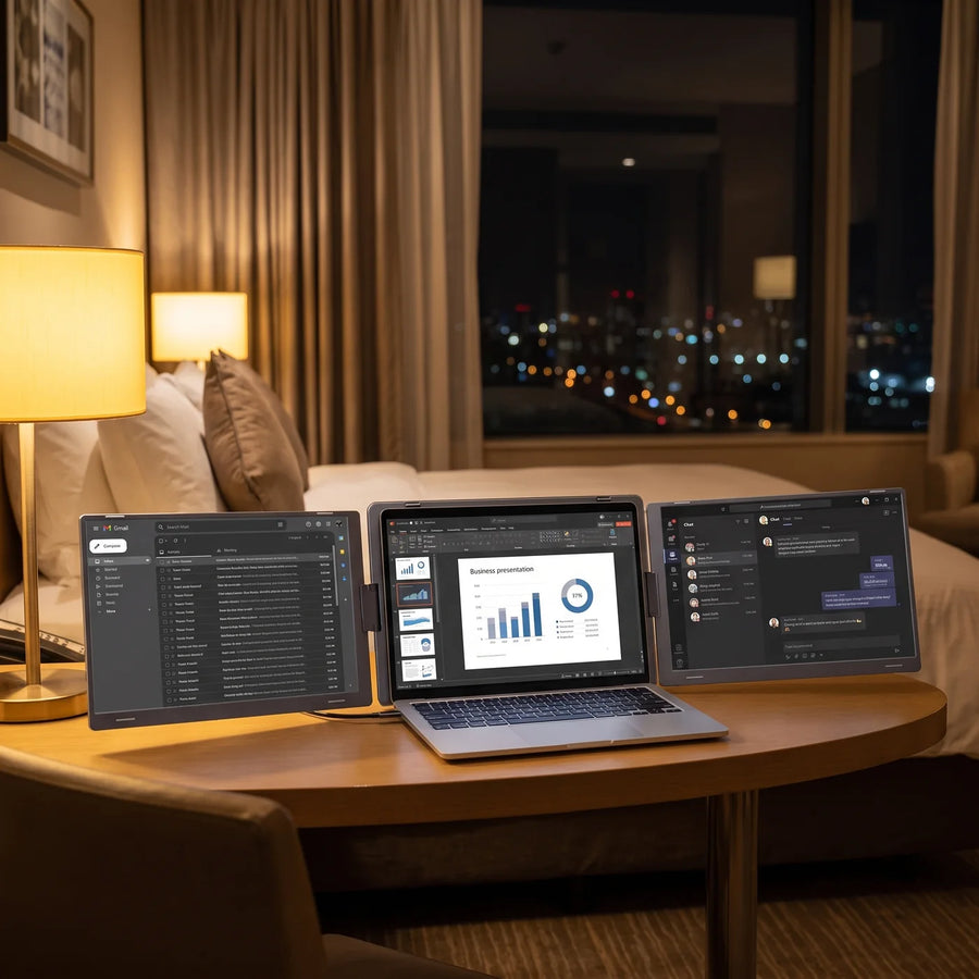 Sur un bureau de chambre d'hôtel